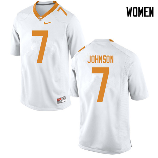 Women #7 Brandon Johnson Tennessee Volunteers College Football Jerseys Sale-White